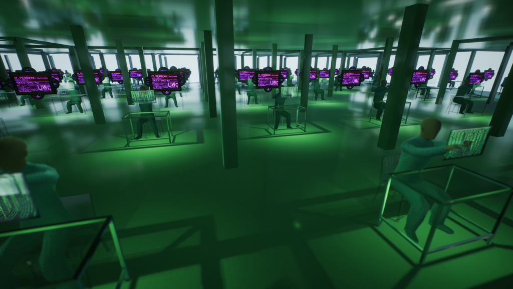 Renderdus Jevgeni Zamjatini romaani „Meie“ ainetel loodud maailmast. Arendaja BLUERAY.